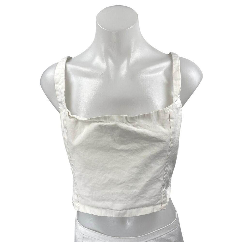 Princess Polly White Sleeveless Zip Cami Camisole Bandeau Crop Tank Top Size 12
